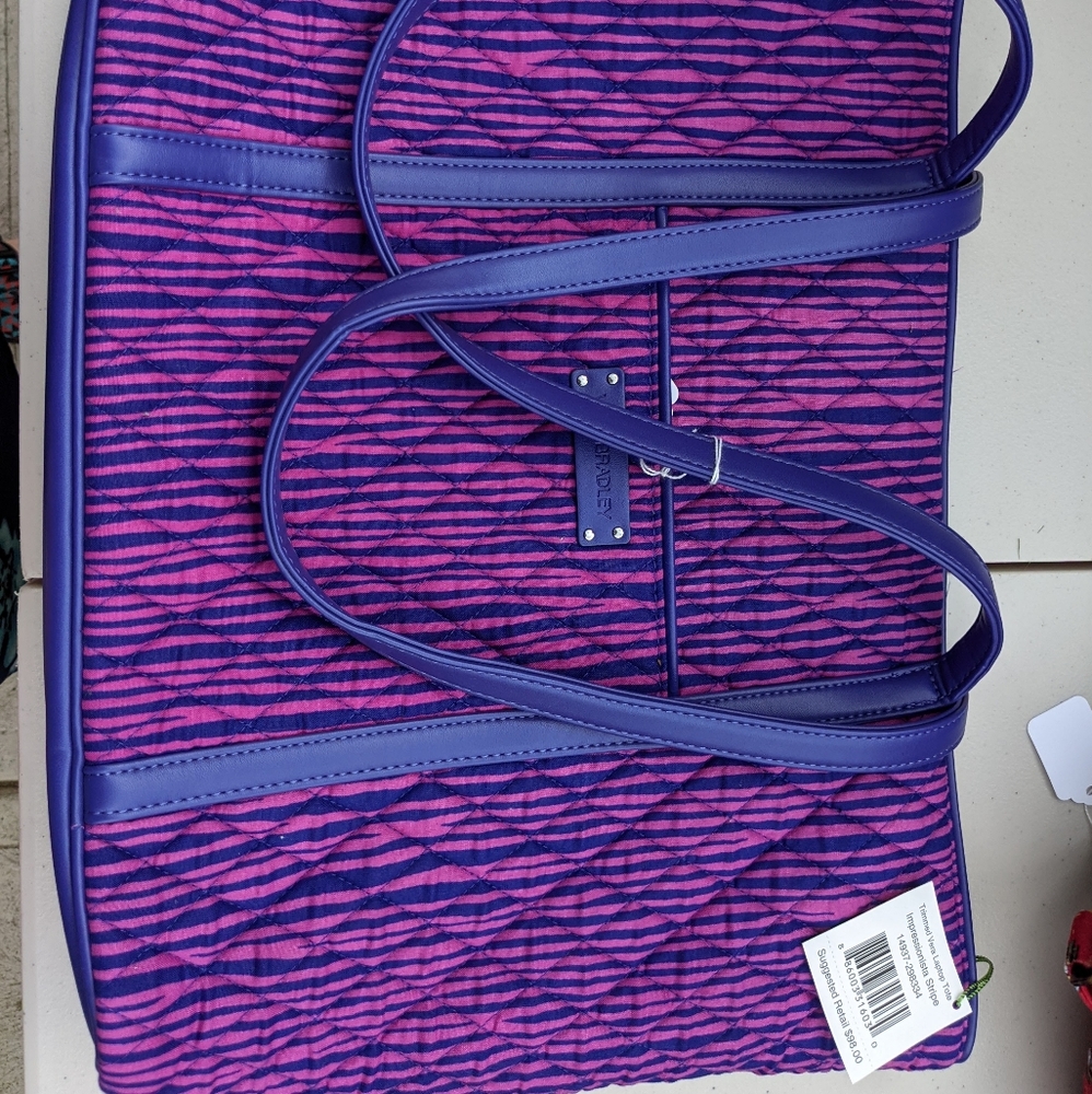 Vera Bradley Trimmed Laptop Tote in Impressionista Stripe